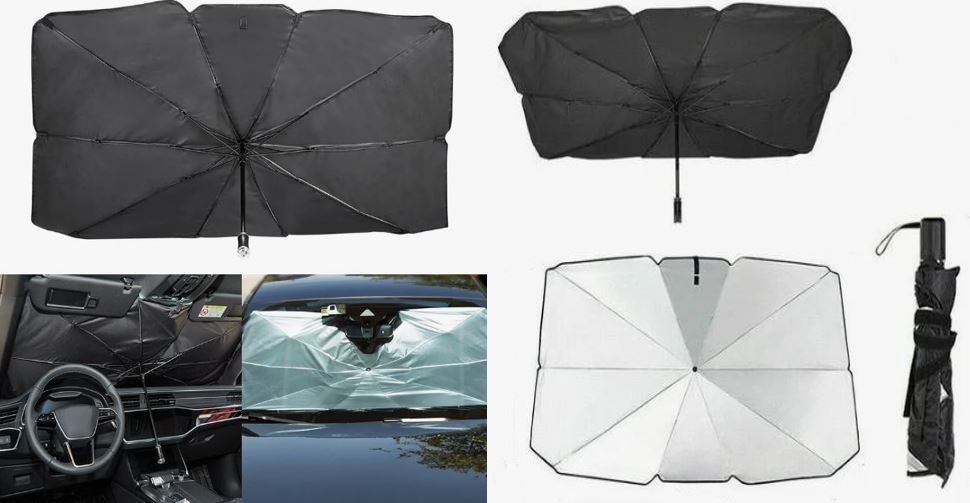 Шторка - зонт под лобовое стекло 130 x75 cm солнцезащитная