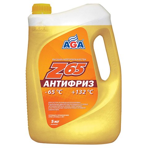 Антифриз AGA готовый к применению, желтый, -65С, 5 кг, G-12++