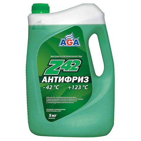 Антифриз AGA готовый к применению, зеленый, -42С, 5 кг, G-12++