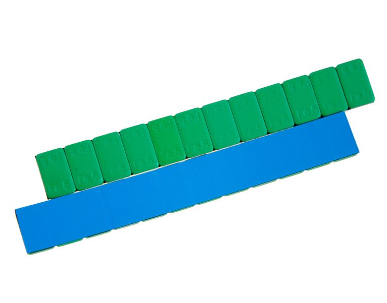 Груза адгезивные FE-071G 12×5 гр (Синий скотч) (Зеленая эмаль) (100 шт.)
