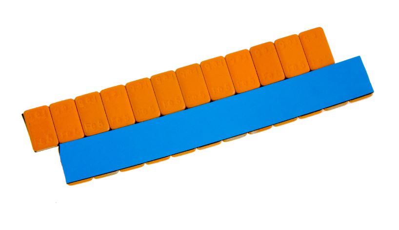 Груза адгезивные FE-071O 12×5 гр (Синий скотч) (Оранжевая эмаль) (100 шт.)