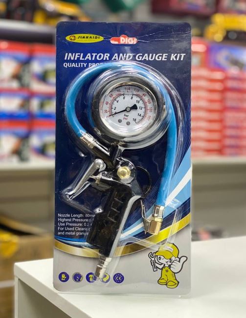 Пистолет для подкачки шин/с масляным манометром (Blue) /1/20/