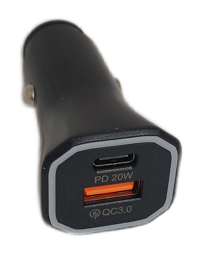 Адаптер  USB + Tape C в прикуриватель. 3А (12/24V) зарядное устройство черный OS-Pd704Bk