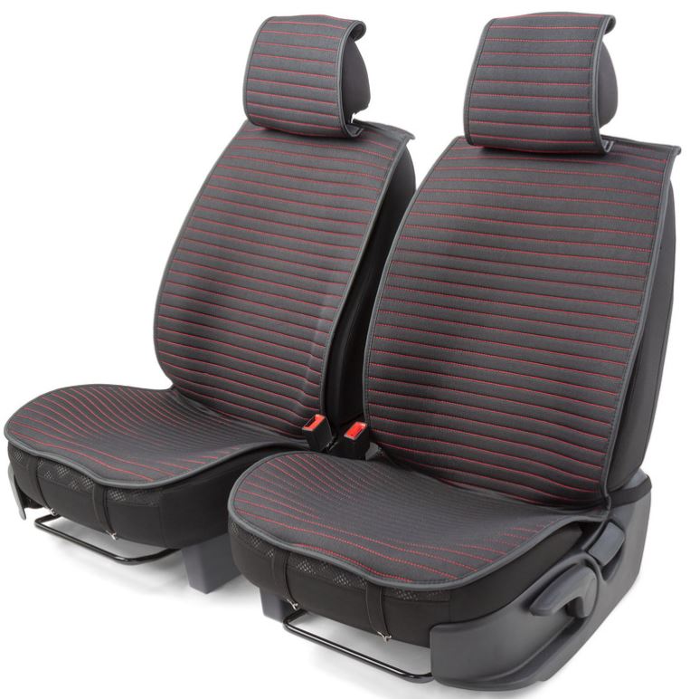 Накидки на передние сиденья Car Performance CUS-1022 BK/RD 2 шт. матер fiberflax (лен) чёрн./крас