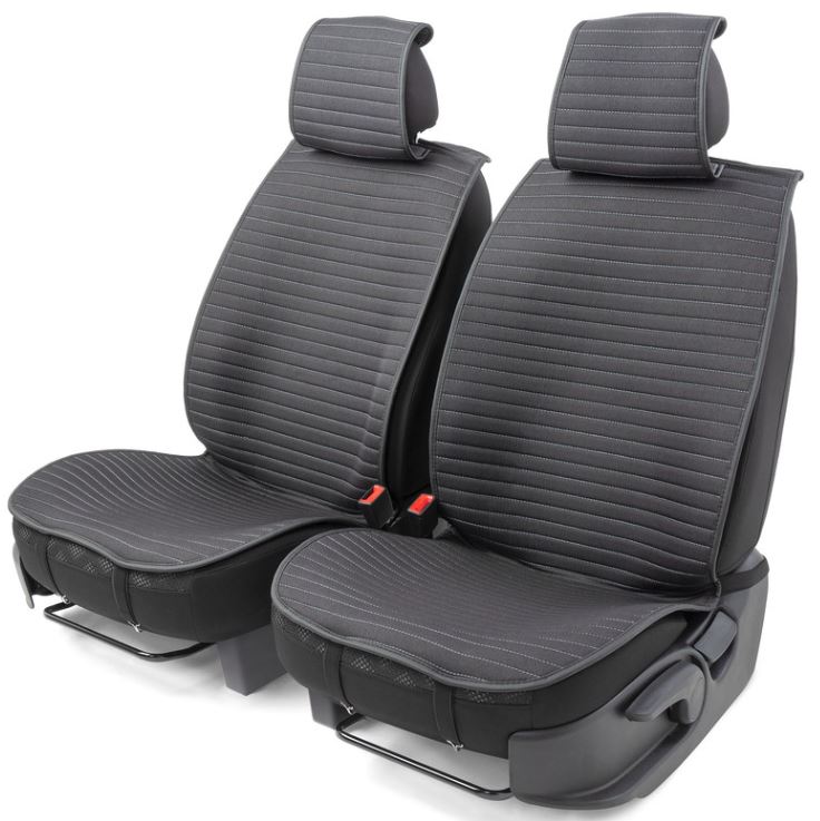 Накидки на передние сиденья Car Performance, 2 шт. материал fiberflax (лен) чёрн./серый CUS-1022 BK/