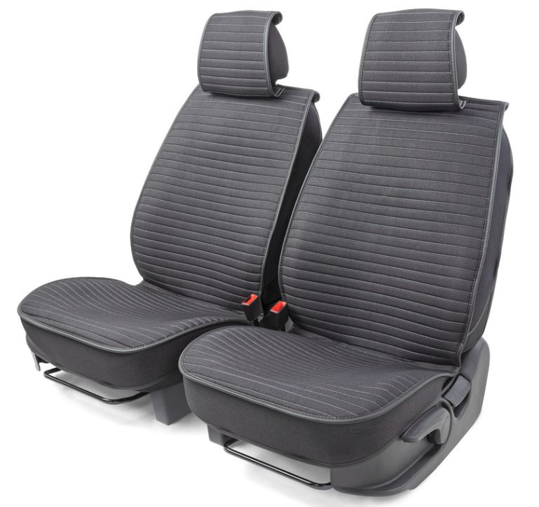 Каркасные накидки на передние сиденья Car Performance, 2 шт. материал fiberflax (лен)  чёрн./серый C