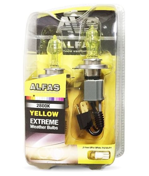 Автолампы газонаполненные AVS ALFAS Extreme Weather 2800К H4 12V 75/85W, комплект 2+2 (T-10) шт.