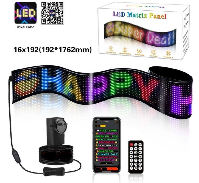 Светящаяся панель Глаз на лобовое стекло 16*192 (192*1762)