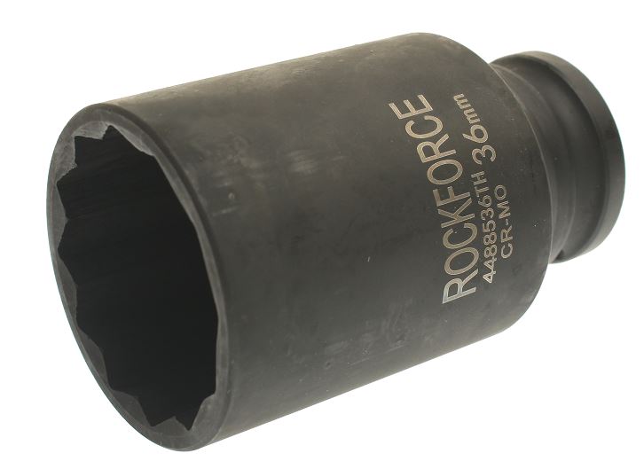 Головка торцевая 36мм 1/2" 12-гранная ударная удлиненная тонкостенная ROCKFORCE L=78мм RF-4488536TH