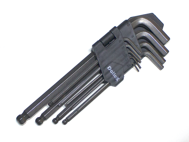 Набор ключей шестигранных  9пр. 1,5-10 мм с шаром, L=180mm, Г-образных имбусовых  DolleX SHB-009