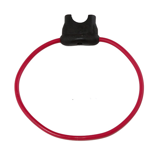 Держатель флажкового предохранителя FHC-1038-1 BLACK (пластик) с красным проводом TX 10шт