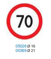 Наклейка  "Ограничение скорости (70 км)" (Ø16 см)упак