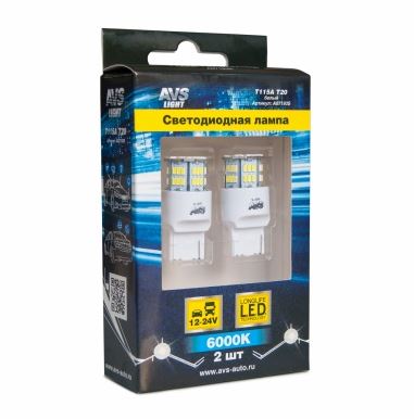 Автолампа светодиодная T115A T20/белый/(W3*16q) 54SMD 3014, 1 contact, коробка 2 шт.